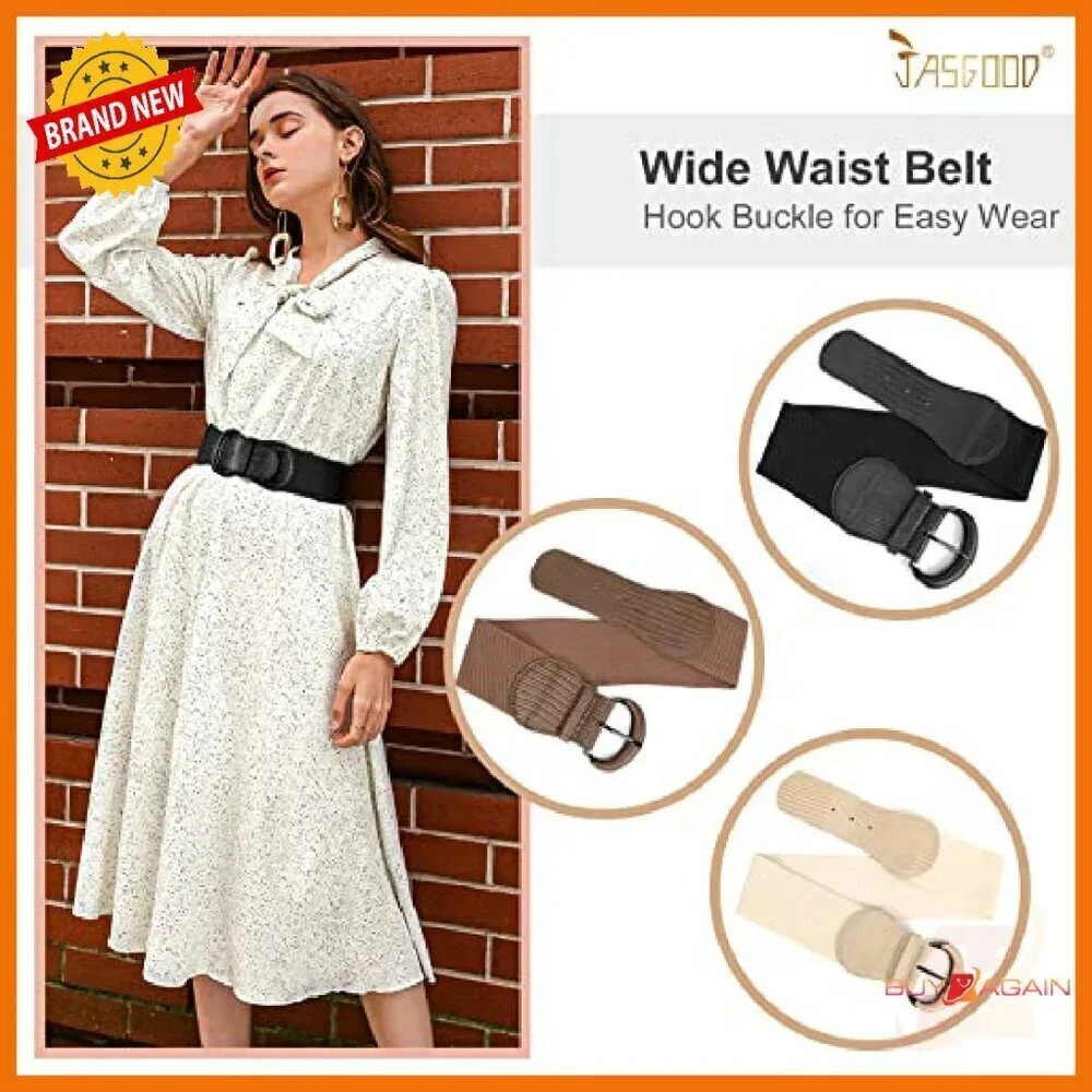 3 Pack Women's Stretchy Wide Waist Belt Elastic Vintage Style
